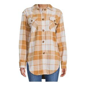 Buffalo David Bitton Savannah Tan Plaid Longline Shacket Size L